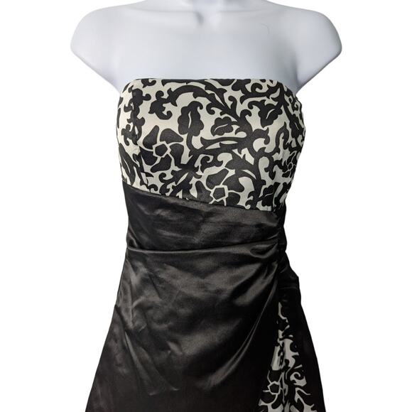 Vintage Y2K 90's Blondie Nites Strapless Formal Mini Dress Black White Tulle Hem - Picture 3 of 11